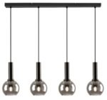 Pendul Centio, metal negru, abajur fumuriu, E27 x4 MAX 40W, Ø150MM, L780MM - imagine 3