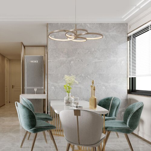 72401-e.jpg Pendul Isidora, metal gri-bej, abajur alb, LED 70W, L700MM - imagine 1