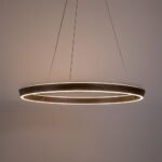 Pendul Nevira, metal maro cafea periat, abajur alb, LED 36W, Ø600MM - imagine 5