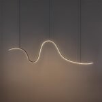 Pendul Cobria, metal auriu, abajur alb, LED 20W, L1100MM, H320MM - imagine 7