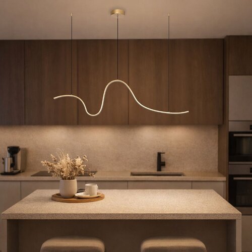 72404-e.jpg Pendul Cobria, metal auriu, abajur alb, LED 20W, L1100MM, H320MM - imagine 1