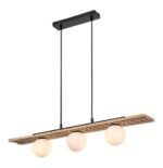 Pendul Noxelle, lemn negru mat/ stejar, abajur alb, G9 x3 MAX 5W, L800MM - imagine 4