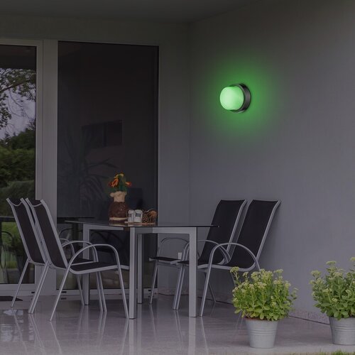 7246-e.jpg Aplică exterior / Plafonieră exterior Durbe, plastic negru, abajur alb, LED 10W, Ø170MM - imagine 1