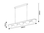 Pendul Glowbells, metal gri-bej, abajur alb, G9 x5 MAX 25W, L1000MM - imagine 7