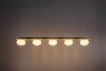 Pendul Glowbells, metal gri-bej, abajur alb, G9 x5 MAX 25W, L1000MM - imagine 4