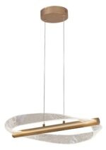 Pendul Olyssia, metal auriu, abajur transparent, LED 24W, Ø520MM - imagine 3