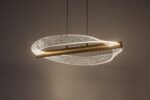 Pendul Olyssia, metal auriu, abajur transparent, LED 24W, Ø520MM - imagine 5