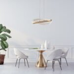 Pendul Olyssia, metal auriu, abajur transparent, LED 24W, Ø520MM