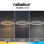 Pendul Rivona, metal auriu, abajur alb, LED 24W, Ø500MM - imagine 11