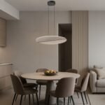 Pendul Norael, metal negru mat, abajur transparent, LED 24W, Ø510MM