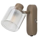 Spot Mirral, metal gri-bej, abajur transparent, E14 x1 MAX 15W, H160MM - imagine 3