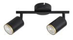 Spot Nolie, metal negru mat, abajur negru mat/ auriu, GU10 x2 MAX 15W, L250MM - imagine 3