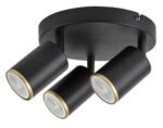 Spot Nolie, metal negru mat, abajur negru mat/ auriu, GU10 x3 MAX 15W, L270MM - imagine 3