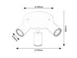 Spot Nolie, metal negru mat, abajur negru mat/ auriu, GU10 x3 MAX 15W, L270MM - imagine 7