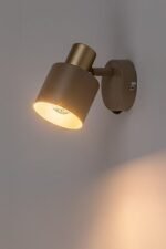Spot Tisandra, metal gri-bej/ auriu, abajur gri-bej, E14 x1 MAX 10W, H130MM - imagine 5