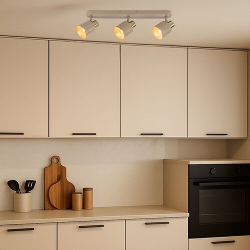 73143-e.jpg Spot Tisandra, metal gri-bej/ auriu, abajur gri-bej, E14 x3 MAX 10W, L510MM - imagine 1