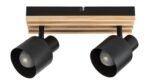 Spot Noxelle, metal/ lemn negru mat/ stejar, abajur negru mat, E14 x2 MAX 10W, L270MM - imagine 3