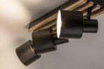 Spot Noxelle, metal/ lemn negru mat/ stejar, abajur negru mat, E14 x3 MAX 10W, L410MM - imagine 6