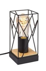 Veioză Boire, metal/ lemn negru, E27 x1 MAX 40W, L100MM, H210MM - imagine 3