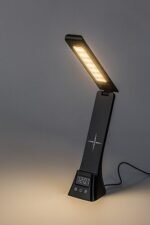 Veioză Serilo, plastic negru, abajur alb, LED 6W, L95MM, H430MM