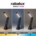 Veioză Serilo, plastic negru, abajur alb, LED 6W, L95MM, H430MM - imagine 10