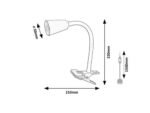 Veioză Aldo, metal negru, abajur alb os, GU10 x1 MAX 7W, L210MM, H220MM - imagine 7
