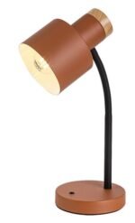 Veioză Pastro, metal/ lemn negru, abajur portocaliu mat, E27 x1 MAX 20W, L210MM, H360MM - imagine 3
