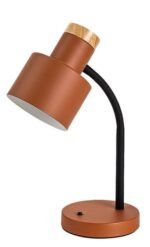 Veioză Pastro, metal/ lemn negru, abajur portocaliu mat, E27 x1 MAX 20W, L210MM, H360MM - imagine 5