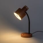 Veioză Pastro, metal/ lemn negru, abajur portocaliu mat, E27 x1 MAX 20W, L210MM, H360MM