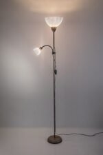 Lampadar Action Pro, metal gri-bej, abajur alb, E27 x1 MAX 60W + E14 x1 MAX 25W, L250MM, H1800MM - imagine 5