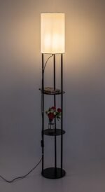 Lampadar Bronn, metal negru, abajur alb, E27 x1 MAX 40W, Ø220MM, H1500MM - imagine 6