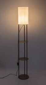 Lampadar Bronn, metal gri-bej, abajur alb, E27 x1 MAX 40W, Ø220MM, H1500MM - imagine 6