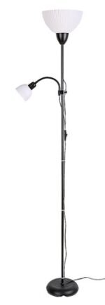 Lampadar Action Pro, metal negru, abajur alb, E27 x1 MAX 60W + E14 x1 MAX 25W, L250MM, H1800MM - imagine 4
