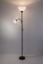 Lampadar Action Pro, metal negru, abajur alb, E27 x1 MAX 60W + E14 x1 MAX 25W, L250MM, H1800MM - imagine 5