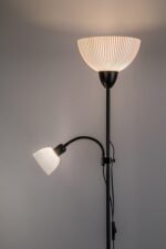 Lampadar Action Pro, metal negru, abajur alb, E27 x1 MAX 60W + E14 x1 MAX 25W, L250MM, H1800MM - imagine 6
