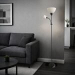 Lampadar Action Pro, metal negru, abajur alb, E27 x1 MAX 60W + E14 x1 MAX 25W, L250MM, H1800MM