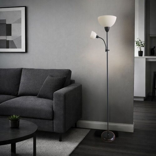 74109-e.jpg Lampadar Action Pro, metal negru, abajur alb, E27 x1 MAX 60W + E14 x1 MAX 25W, L250MM, H1800MM - imagine 1