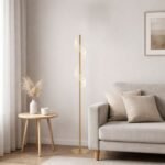 Lampadar Zofrael, metal auriu, abajur transparent, LED 12W, Ø200MM, H1350MM
