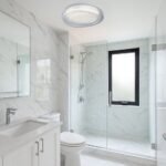 Corp de iluminat pentru baie Dolcino, metal alb, abajur cristal, LED 36W, Ø480MM
