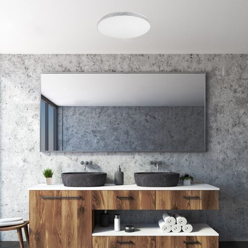 75063-e.jpg Corp de iluminat pentru baie Toma, metal crom, abajur alb, LED 40W, Ø480MM - imagine 1