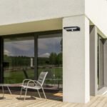 Lampă solară Korana, aluminiu negru, abajur alb, LED 6W, L200MM, H40MM