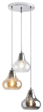 Pendul Jezabel, metal crom, abajur fumuriu, E27 x3 MAX 60W, L250MM - imagine 3