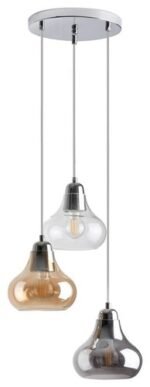 Pendul Jezabel, metal crom, abajur fumuriu, E27 x3 MAX 60W, L250MM - imagine 4