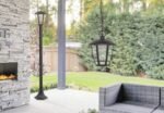 Pendul de exterior Sorrento, plastic negru mat, abajur transparent, LED 8W, Ø165MM