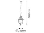 Pendul de exterior New York, metal auriu antic, abajur transparent, E27 x1 MAX 100W, Ø248MM - imagine 5